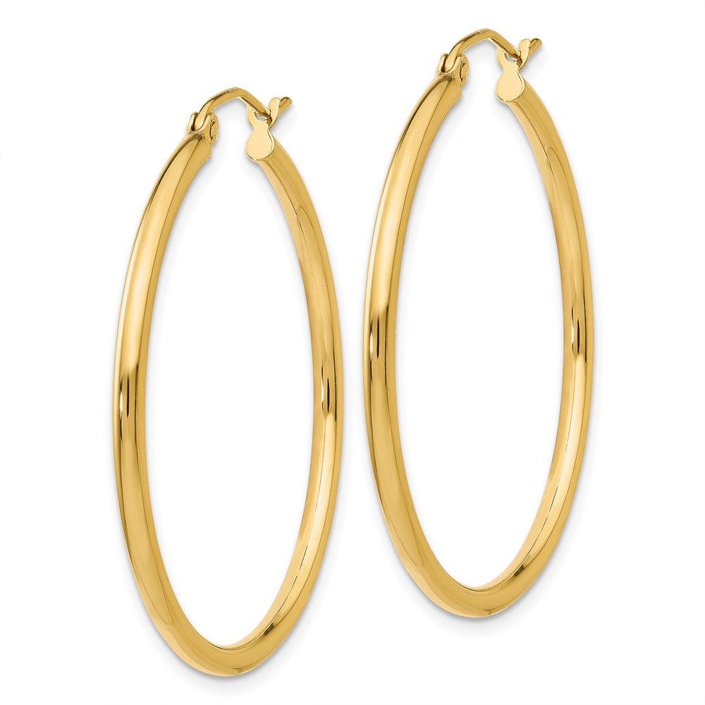 10K Gelbgold Poliert 2mm Röhre Creolen