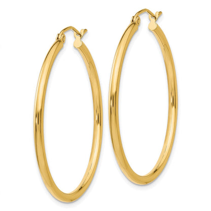 10K Gelbgold Poliert 2mm Röhre Creolen