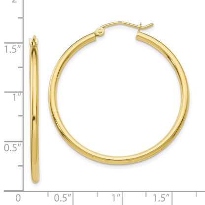10K Gelbgold Poliert 2mm Röhre Creolen