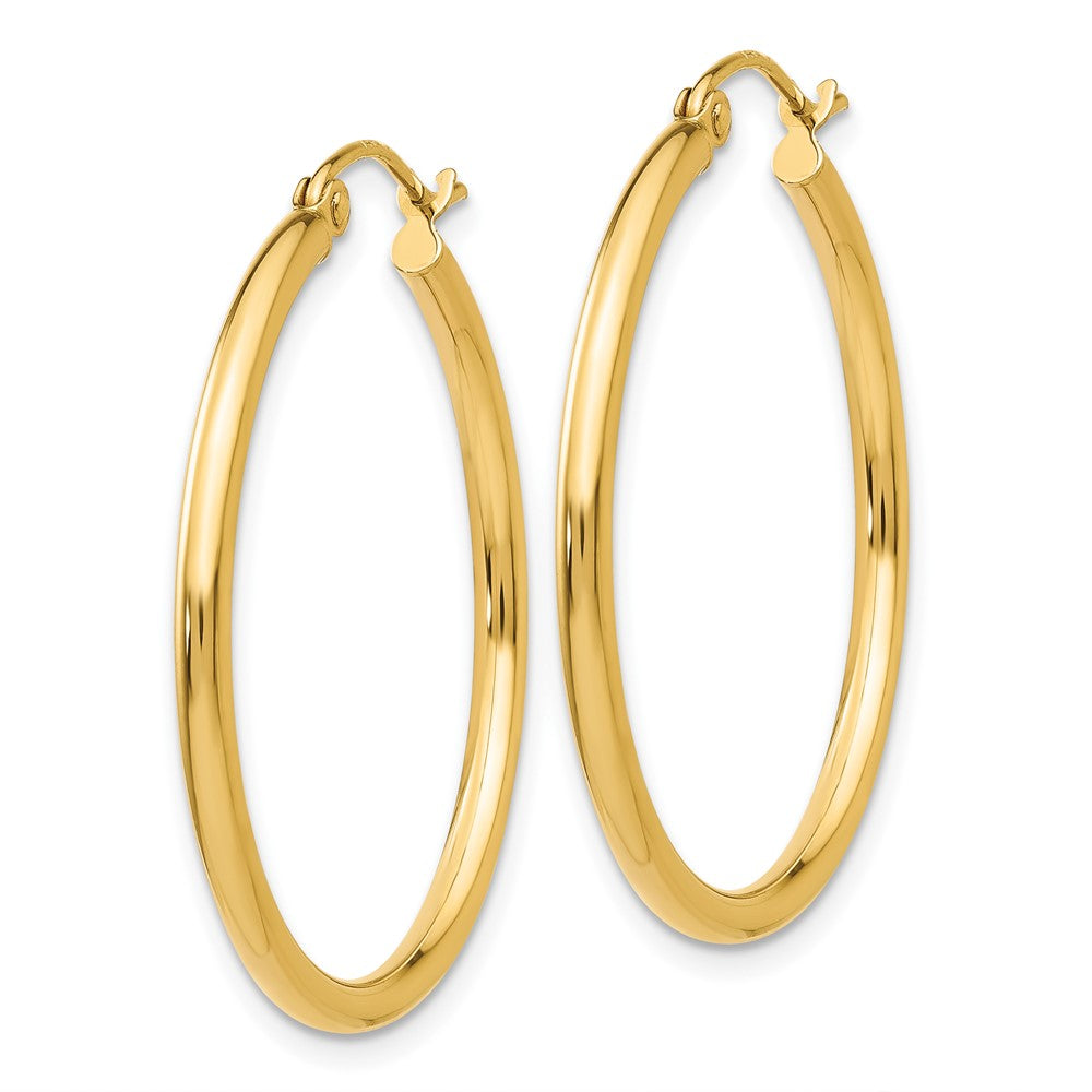 10K Gelbgold Poliert 2mm Röhre Creolen