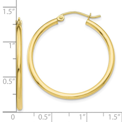 10K Gelbgold Poliert 2mm Röhre Creolen