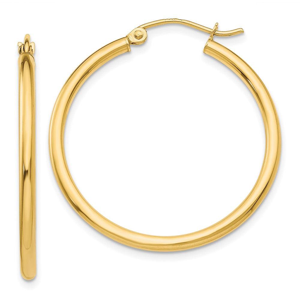 10K Gelbgold Poliert 2mm Röhre Creolen