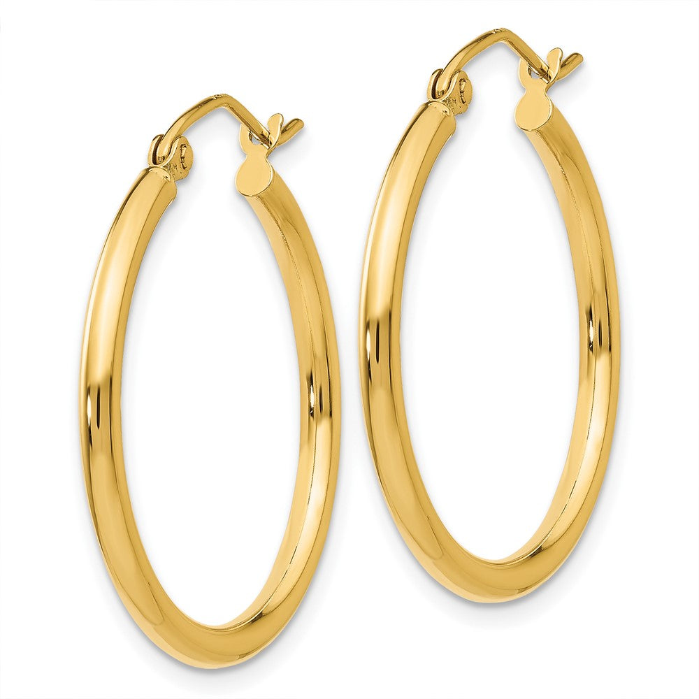 10K Gelbgold Poliert 2mm Röhre Creolen