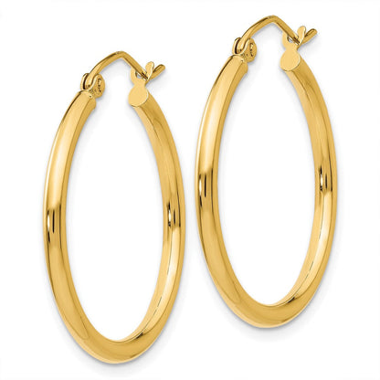 10K Gelbgold Poliert 2mm Röhre Creolen