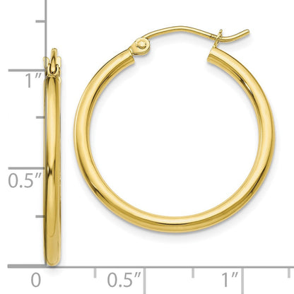 10K Gelbgold Poliert 2mm Röhre Creolen