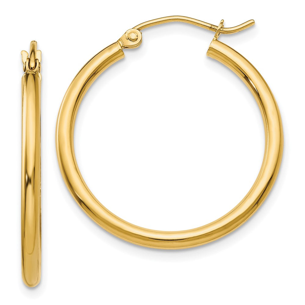 10K Gelbgold Poliert 2mm Röhre Creolen