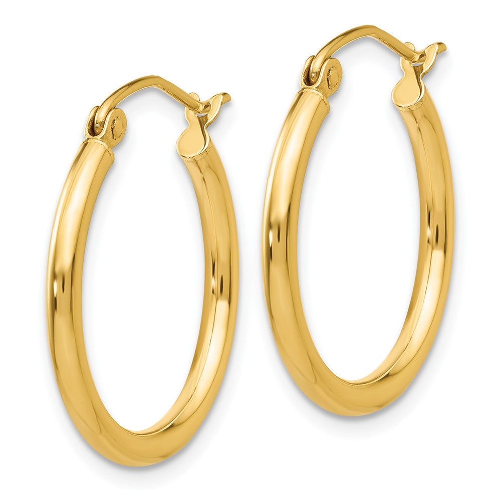 10K Gelbgold Poliert 2mm Röhre Creolen
