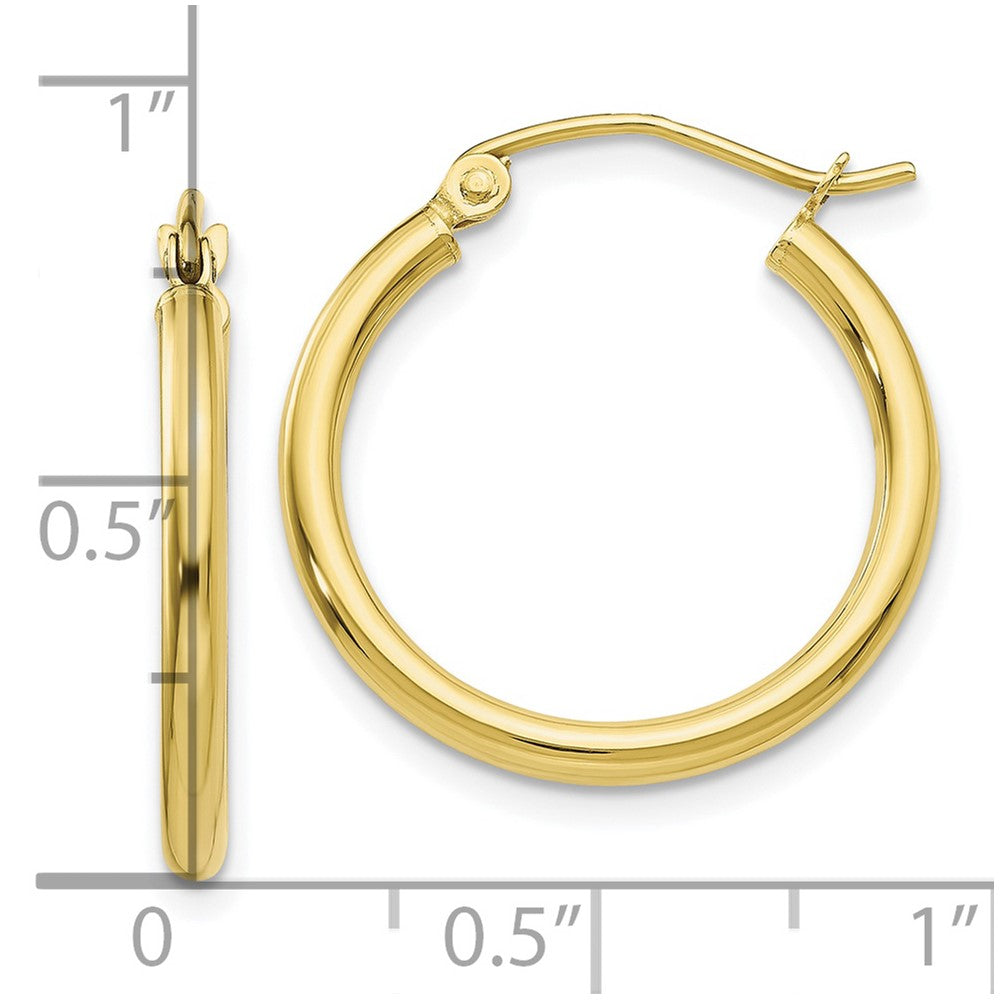 10K Gelbgold Poliert 2mm Röhre Creolen