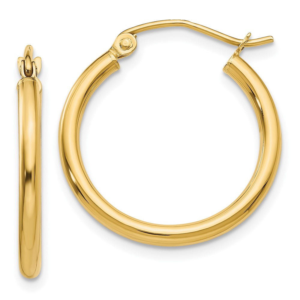 10K Gelbgold Poliert 2mm Röhre Creolen