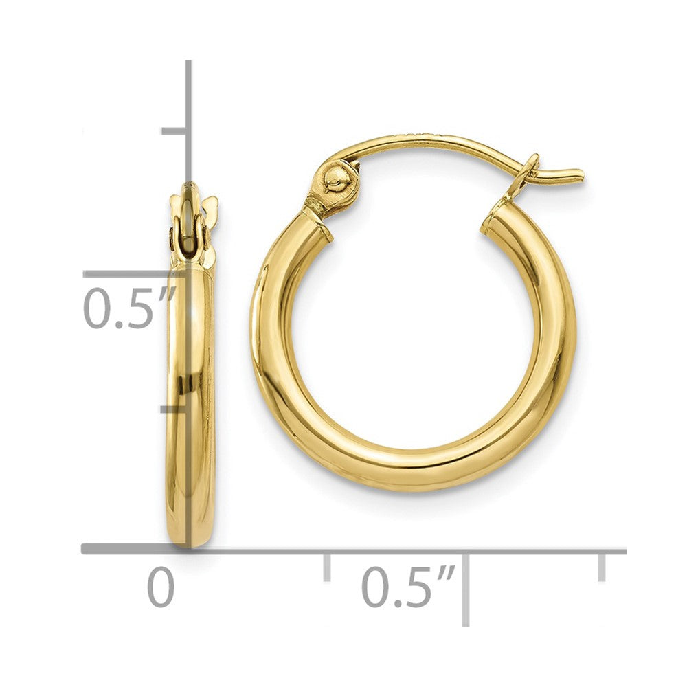 10K Gelbgold Poliert 2mm Röhre Creolen