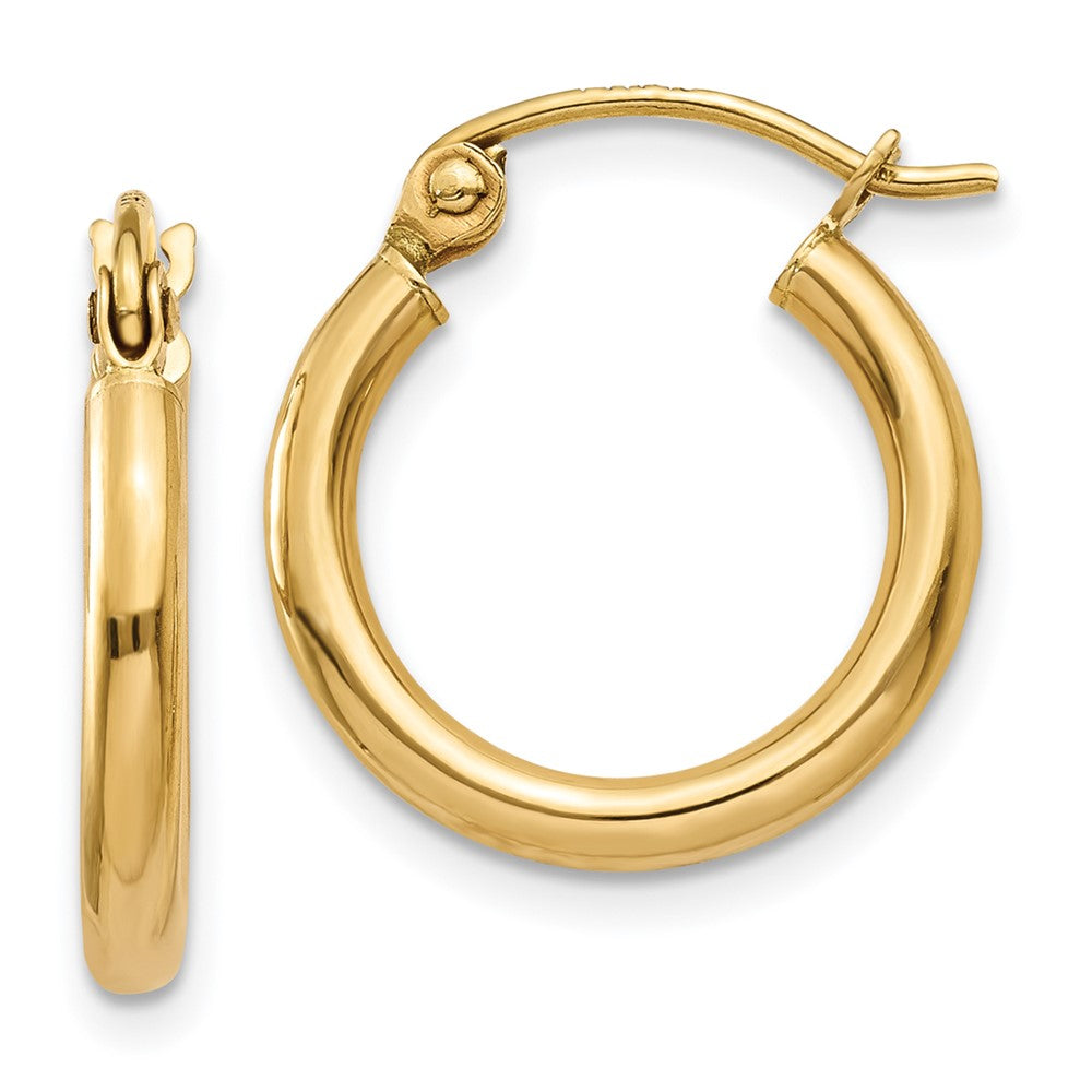 10K Gelbgold Poliert 2mm Röhre Creolen