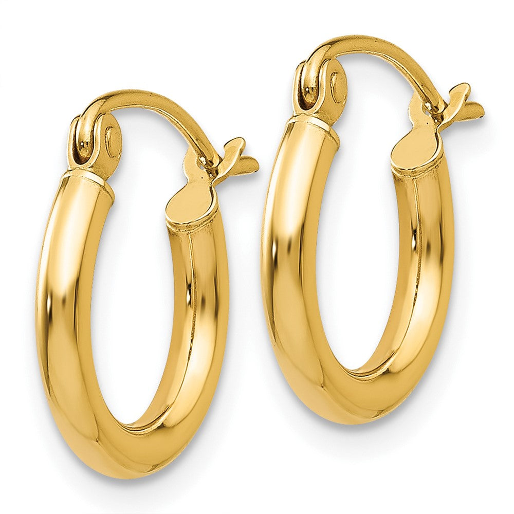 10K Gelbgold Poliert 2mm Röhre Creolen