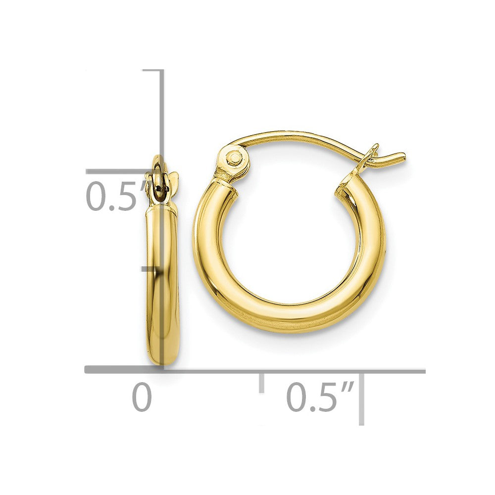 10K Gelbgold Poliert 2mm Röhre Creolen