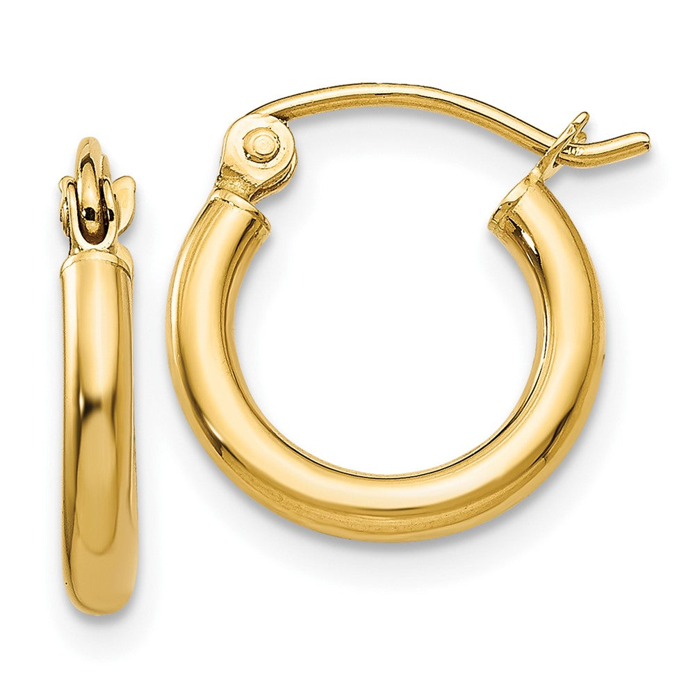 10K Gelbgold Poliert 2mm Röhre Creolen