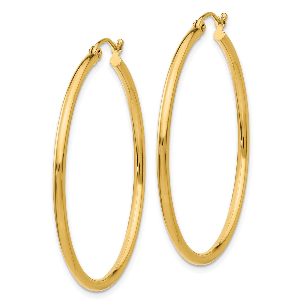 10K Gelbgold Poliert 2mm Röhre Creolen