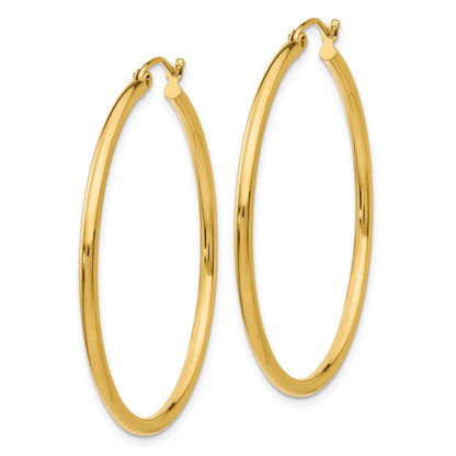 10K Gelbgold Poliert 2mm Röhre Creolen