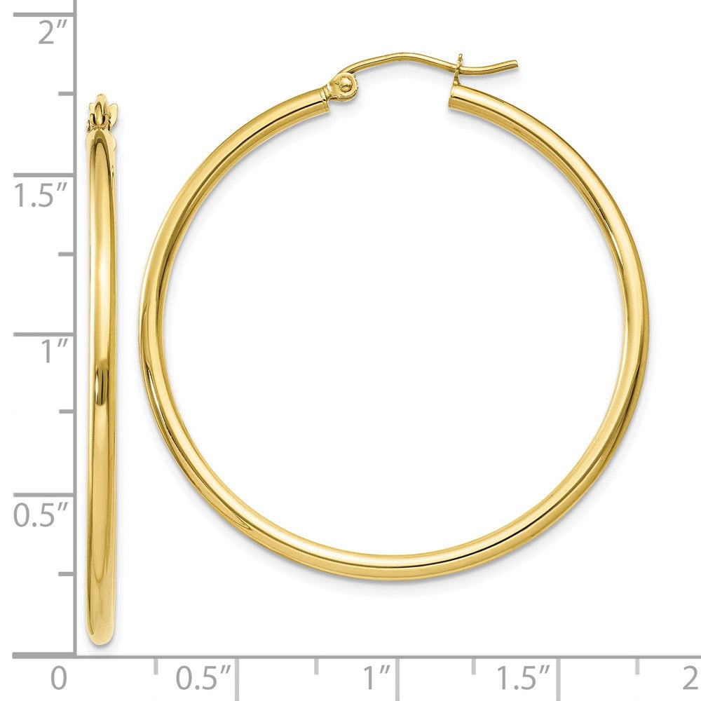 10K Gelbgold Poliert 2mm Röhre Creolen
