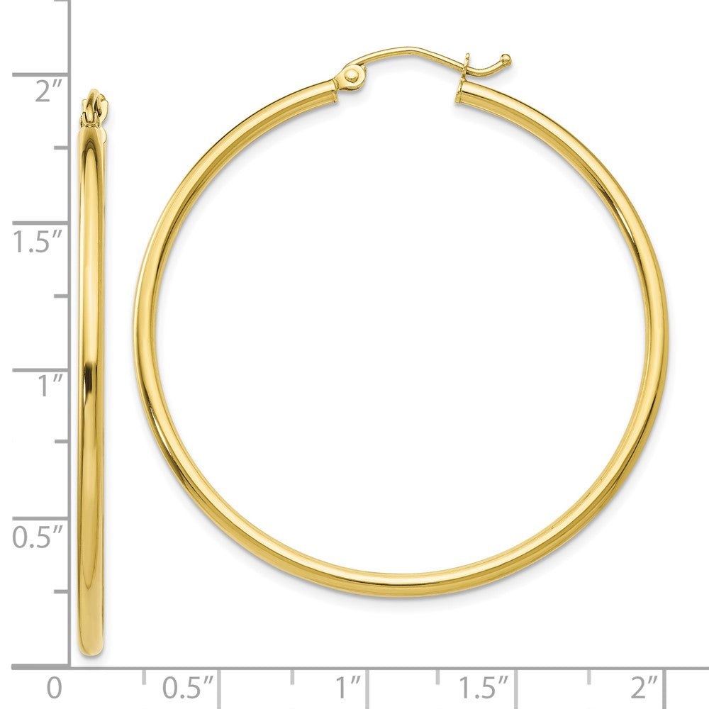 10K Gelbgold Poliert 2mm Röhre Creolen