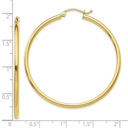 10K Gelbgold Poliert 2mm Röhre Creolen