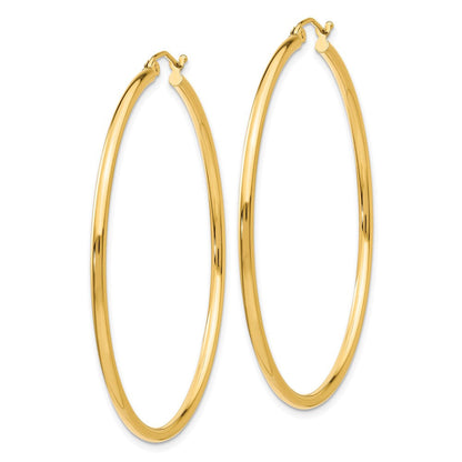 10K Gelbgold Poliert 2mm Röhre Creolen