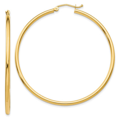 10K Gelbgold Poliert 2mm Röhre Creolen