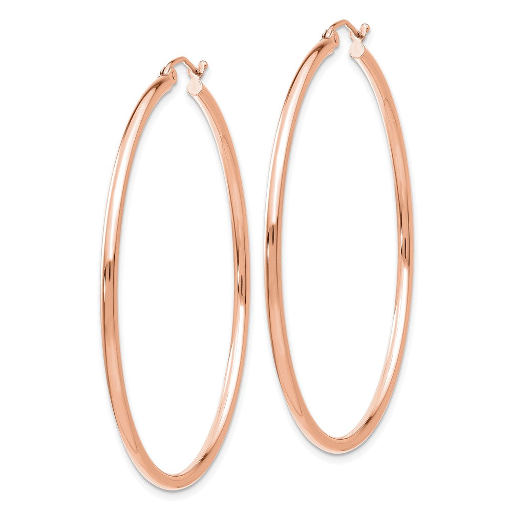 10K Roségold Poliert 2mm Leicht Röhre Creolen