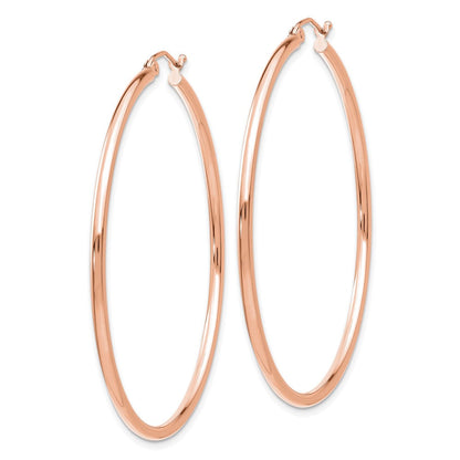 10K Roségold Poliert 2mm Leicht Röhre Creolen