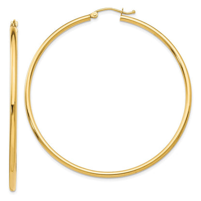 10K Gelbgold Poliert 2mm Röhre Creolen