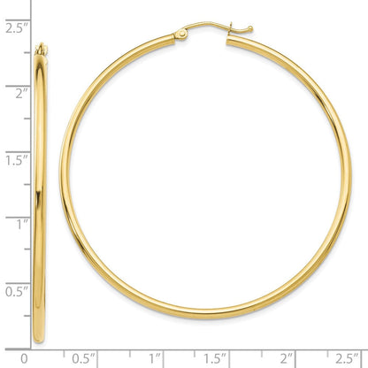10K Gelbgold 10K Poliert 2mm Leicht Röhre Creolen