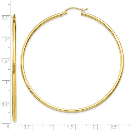 10K Gelbgold Poliert 2mm Röhre Creolen