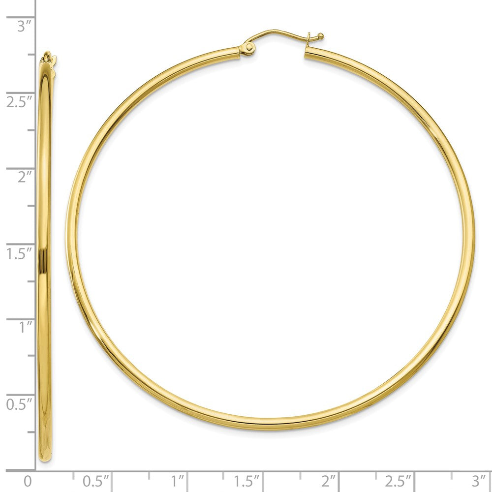 10K Gelbgold Poliert 2mm Röhre Creolen