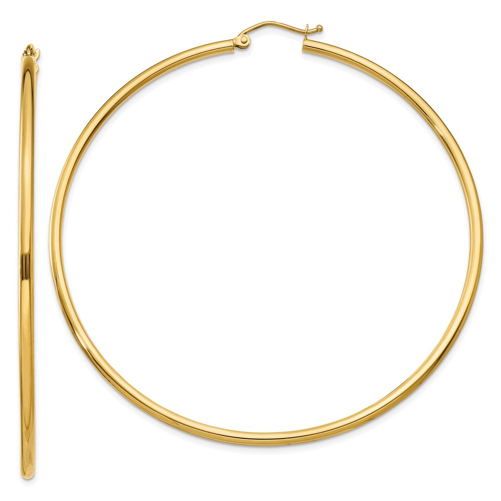 10K Gelbgold Poliert 2mm Röhre Creolen