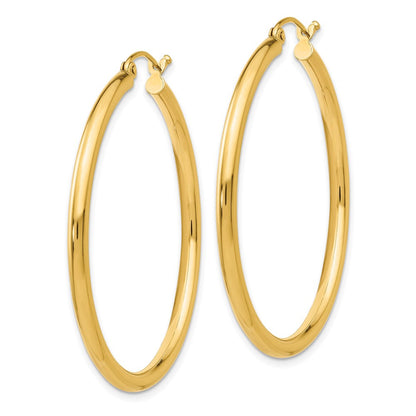 10K Gelbgold Poliert 2.5mm Röhre Creolen