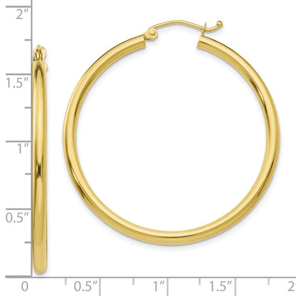 10K Gelbgold Poliert 2.5mm Röhre Creolen