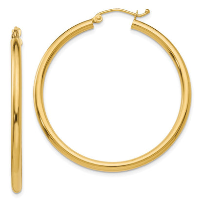 10K Gelbgold Poliert 2.5mm Röhre Creolen