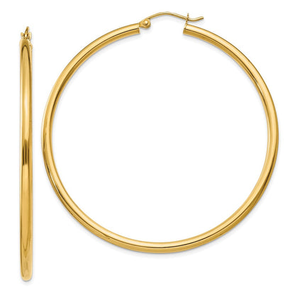 10K Gelbgold Poliert 2.5mm Röhre Creolen