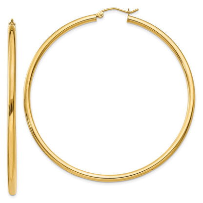10K Gelbgold Poliert 2.5mm Röhre Creolen