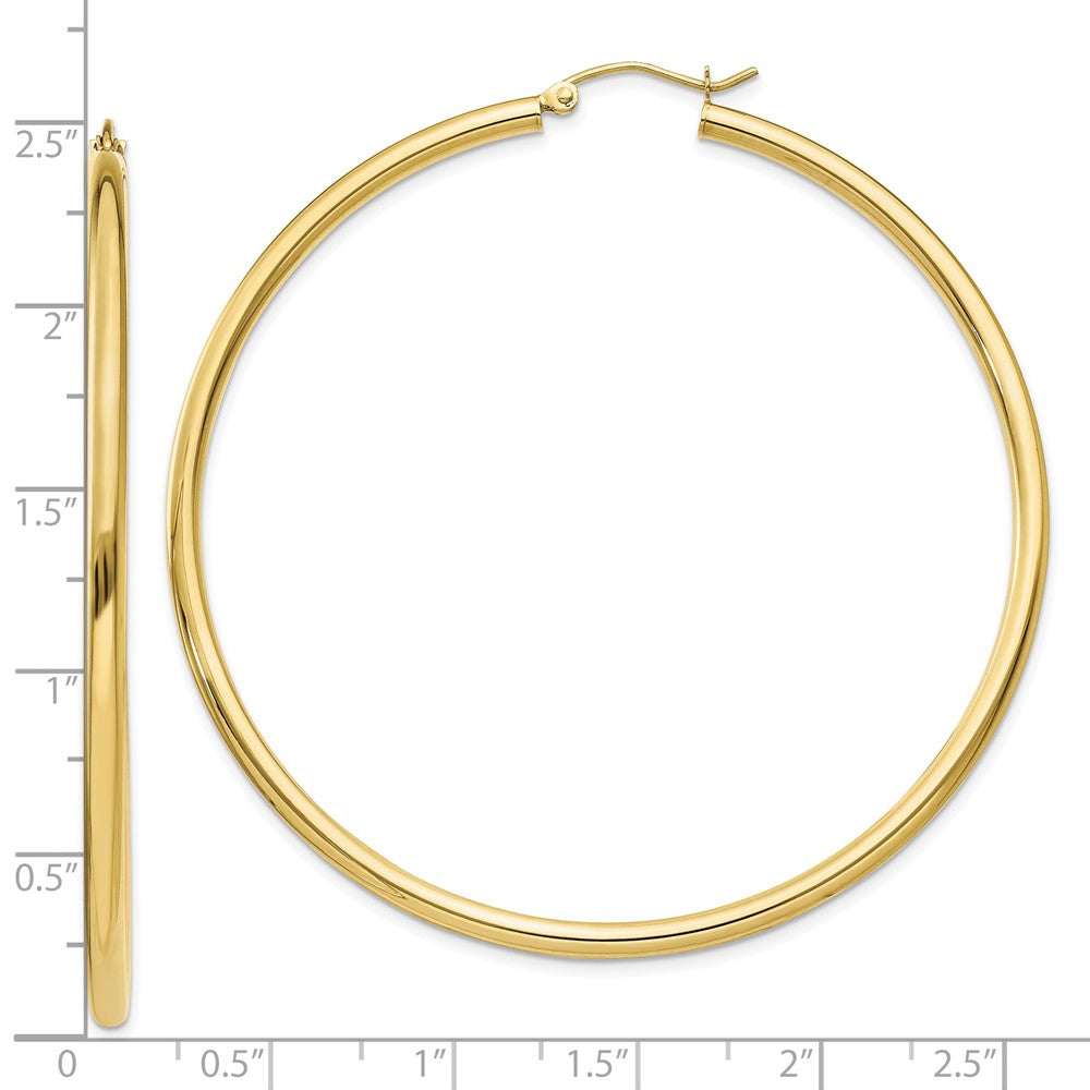10K Gelbgold 10K Poliert 2.5mm Leicht Röhre Creolen
