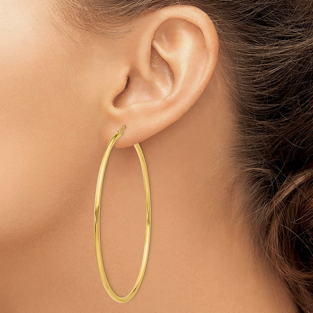 10K Gelbgold Poliert 2.5mm Röhre Creolen