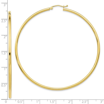 10K Gelbgold Poliert 2.5mm Röhre Creolen