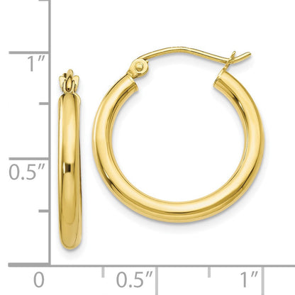 10K Gelbgold Poliert 2.5mm Röhre Creolen