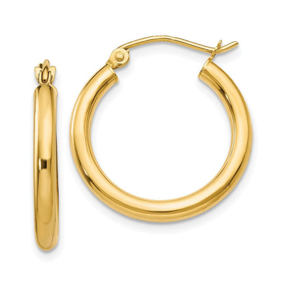10K Gelbgold Poliert 2.5mm Röhre Creolen