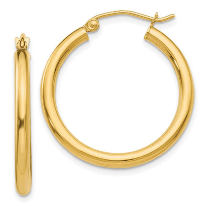 10K Gelbgold Poliert 2.5mm Röhre Creolen
