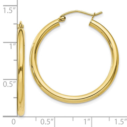 10K Gelbgold Poliert 2.5mm Röhre Creolen