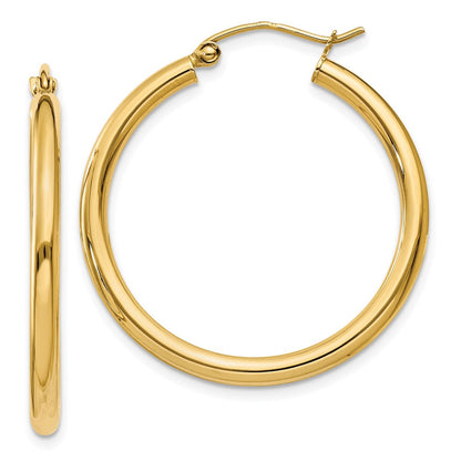 10K Gelbgold Poliert 2.5mm Röhre Creolen