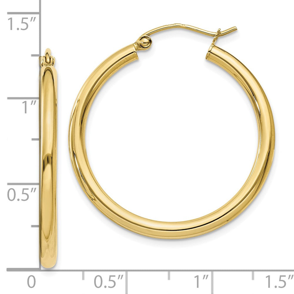 10K Gelbgold Poliert 2.5mm Leicht Röhre Creolen