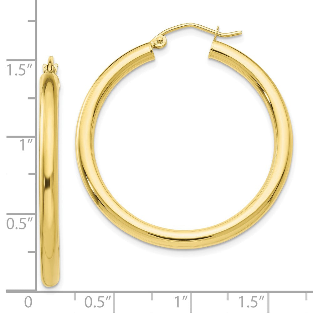 10K Gelbgold Poliert 3mm Röhre Creolen