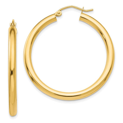 10K Gelbgold Poliert 3mm Röhre Creolen