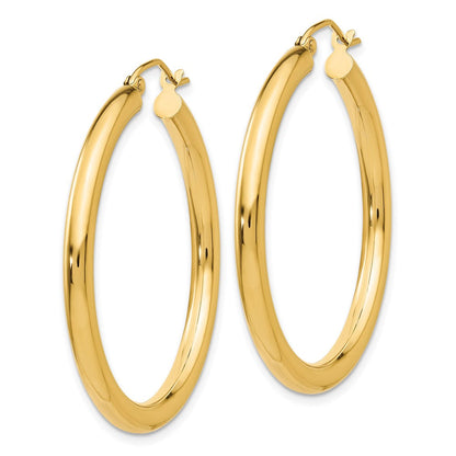 10K Gelbgold Poliert 3mm Leicht Röhre Creolen