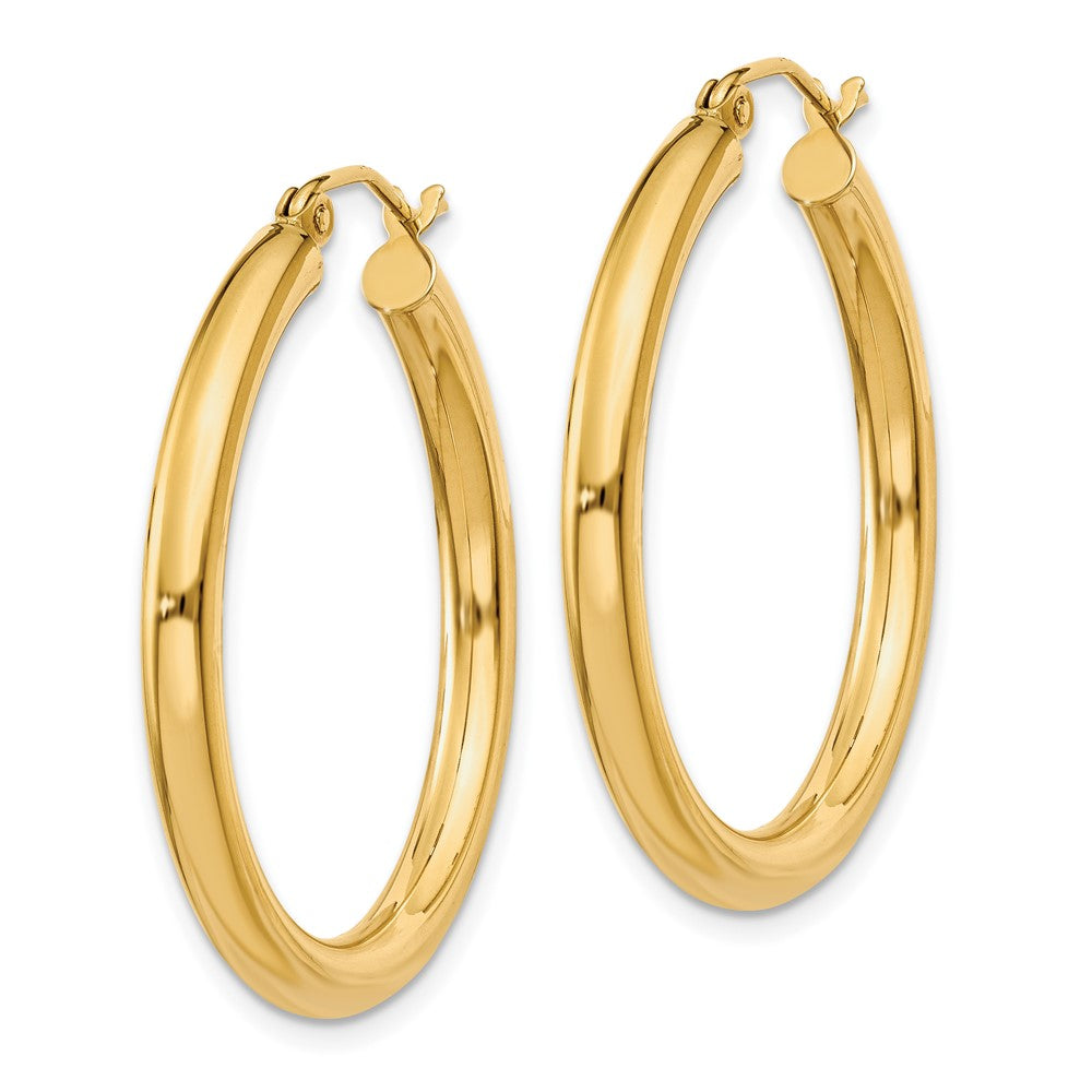 10K Gelbgold Poliert 3mm Röhre Creolen